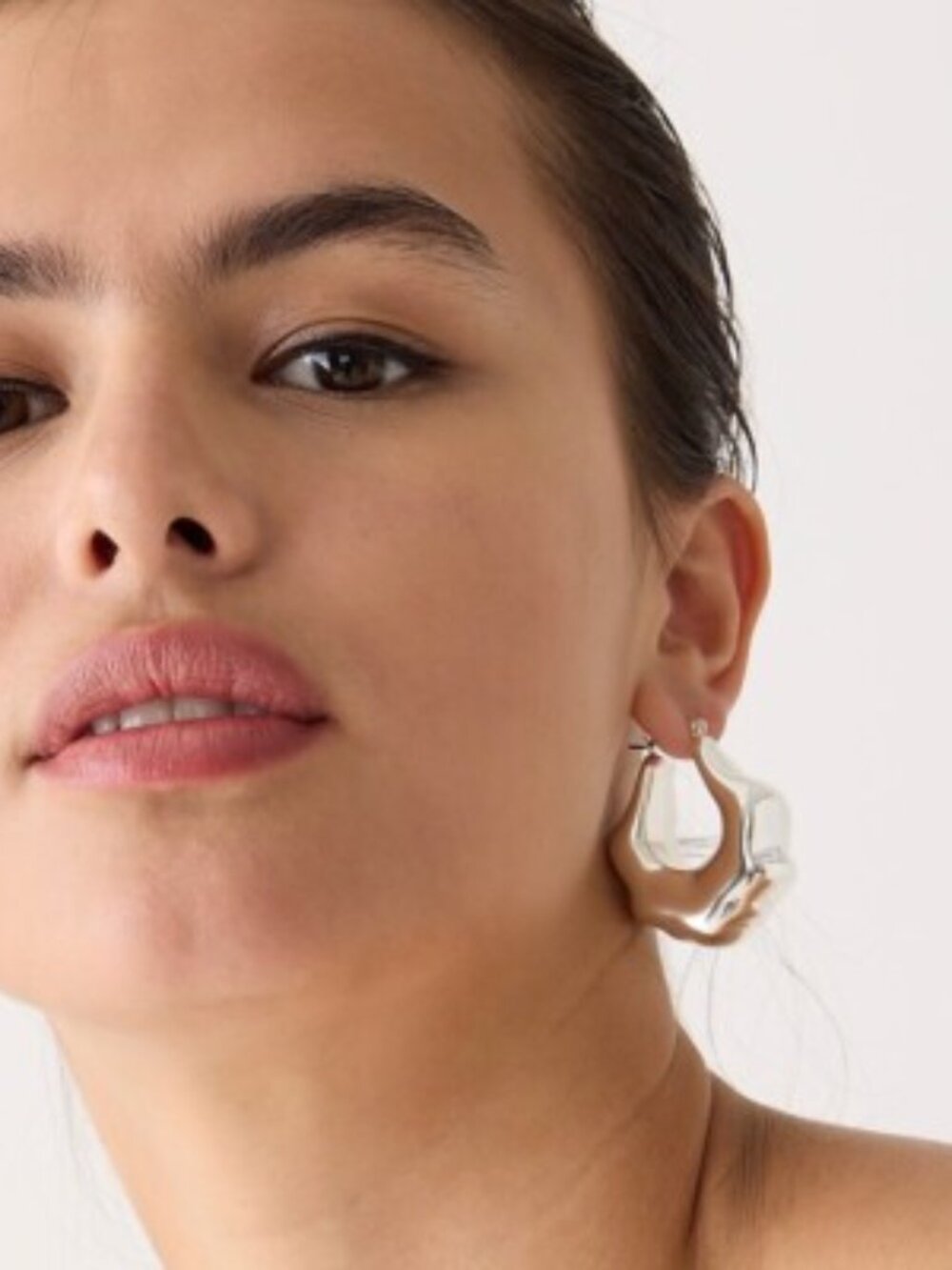 J.Crew Lightweight Shiny Matte Gold Sculpted Hoop Earrings BN309 NWOT